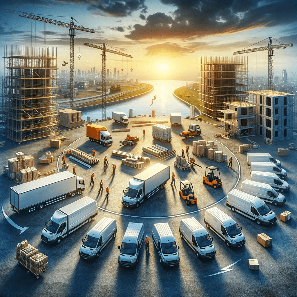 Proyecto de construcción exitoso con camionetas de carga alquiladas indicando su papel crucial, simbolizando la eficacia y eficiencia del alquiler de camionetas en la construcción | Renta de Camionetas de Cargacargo