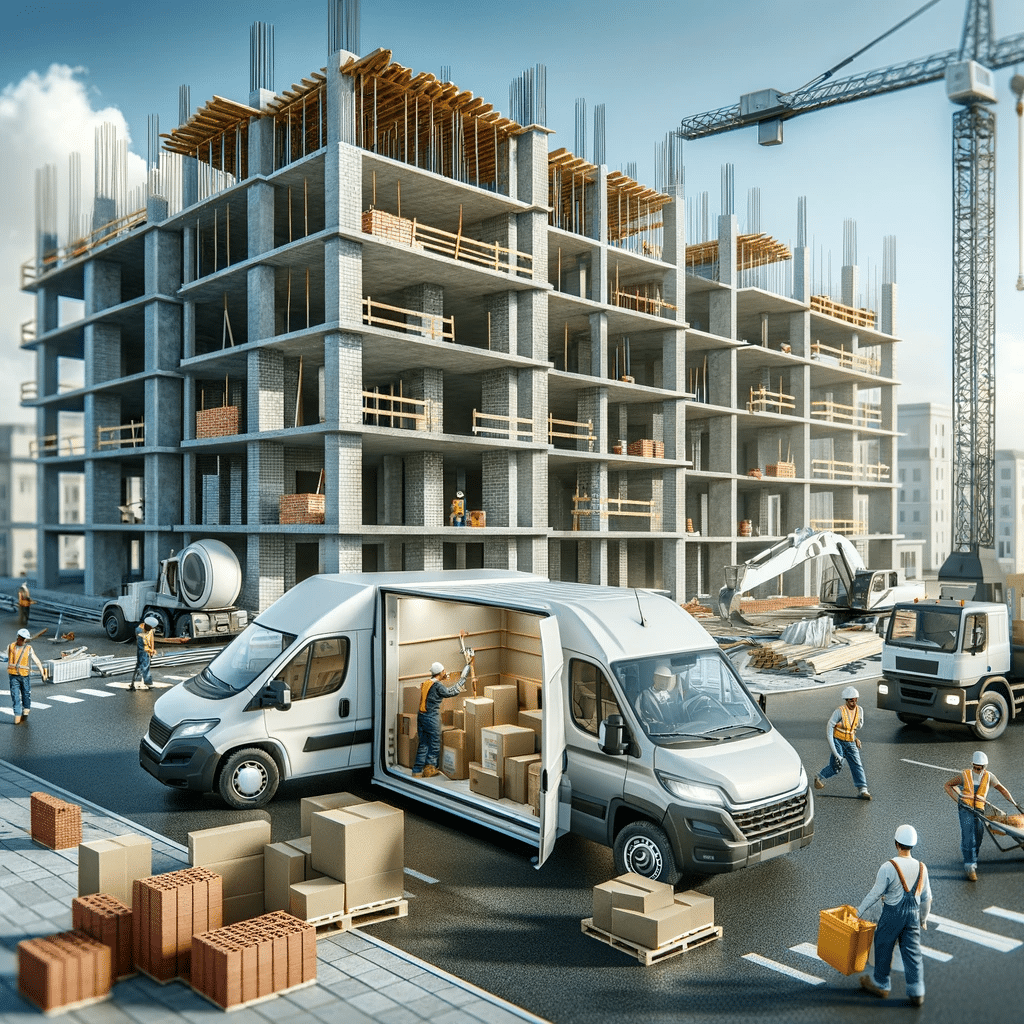 Camioneta de carga en sitio de construcción demostrando su utilidad en el transporte de materiales y herramientas, esencial para proyectos de construcción | Renta de Camionetas de Cargacargo