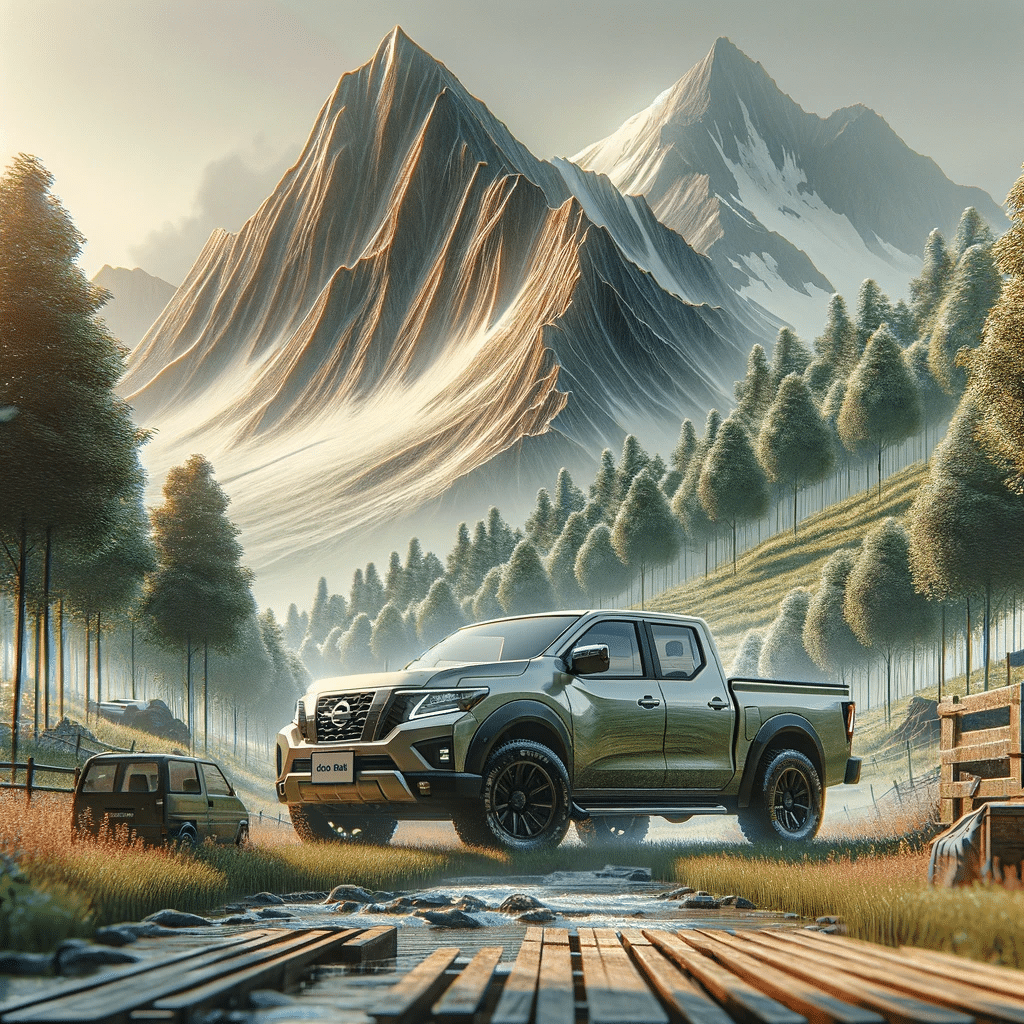 Camioneta Nissan NP300 en paisaje de aventura y trabajo. | Renta de Camionetas de CargaRent