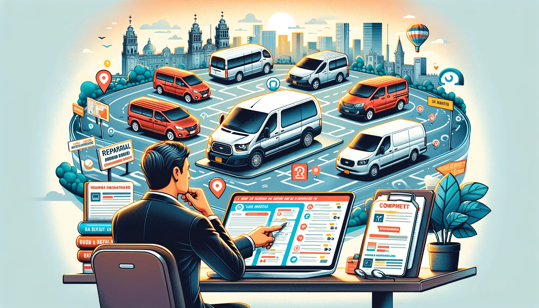 Persona investigando opciones de renta de vans y minivans en CDMX